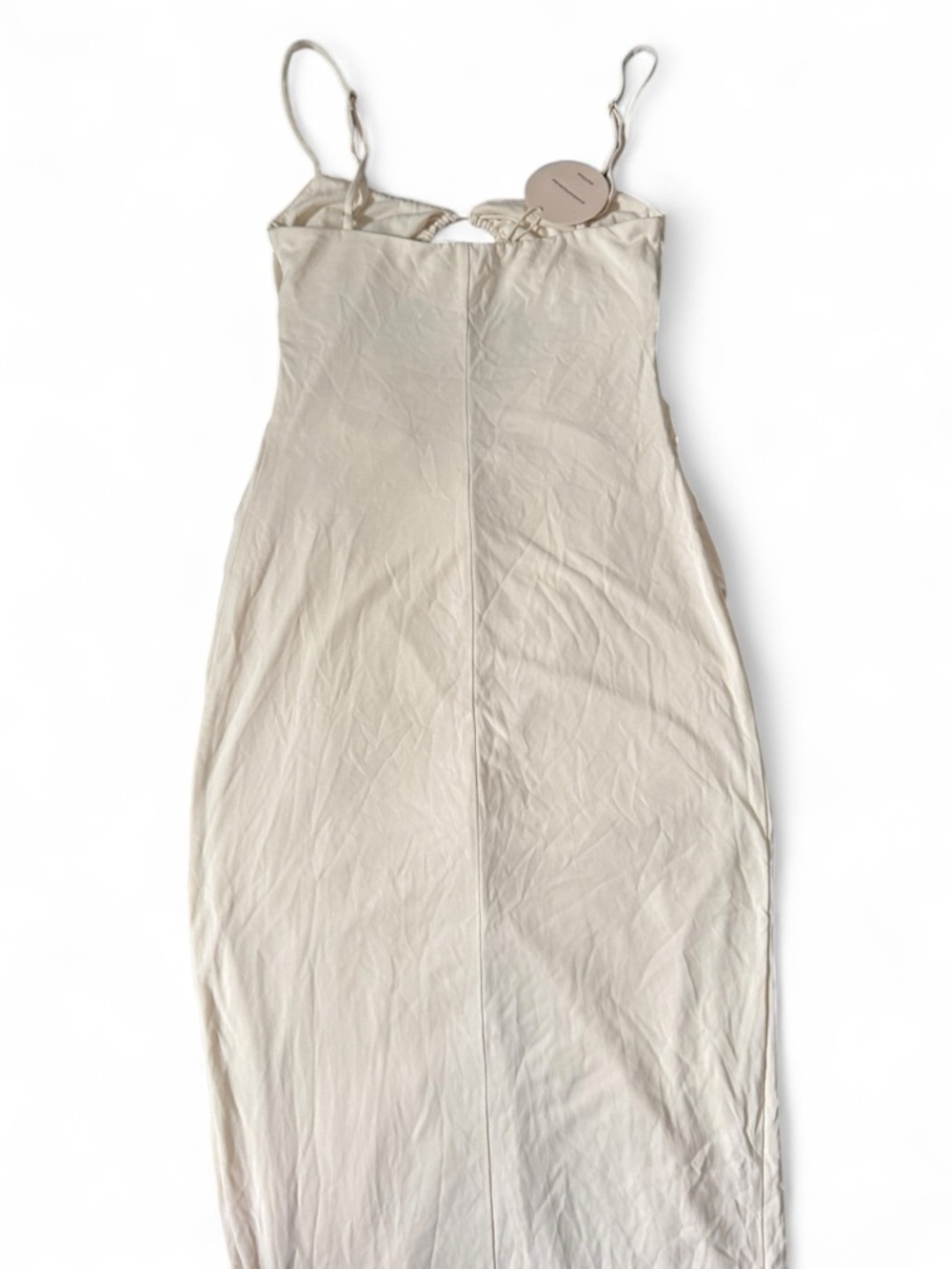 Camila Coelho Yasmeen Midi Dress in Beige Ruched Cutout Wedding Party XS NWT - Picture 5 of 8